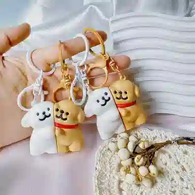 零界 创意磁吸小狗 不离不弃就是要和你在一起 可爱高颜值书包饰品 塑料 挂件 男女同款情侣款