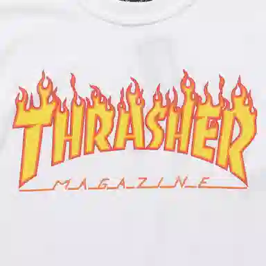 Thrasher Flame Print Long Sleeve Tee White