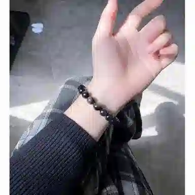 【时来运转】 指尖瑰宝 轻奢高级感魔鬼蓝海蓝宝串珠 净化磁场增强能量 黑曜石 手串 男女同款情侣款