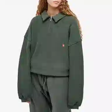 Alexander Wang SS23 Logo Half-Zip Sweatshirt Green