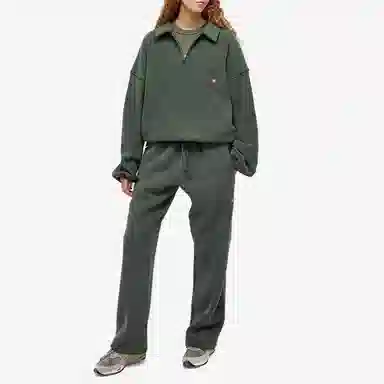Alexander Wang SS23 Logo Half-Zip Sweatshirt Green