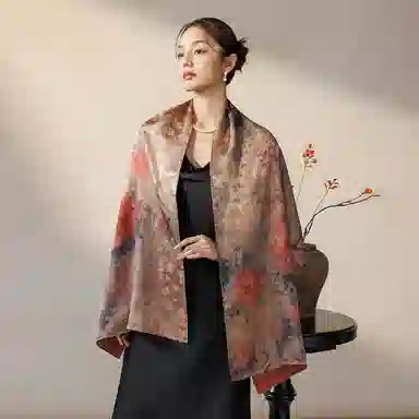 上海故事 【专柜同款】如梦令香云纱真丝长巾礼盒装 披肩 女款