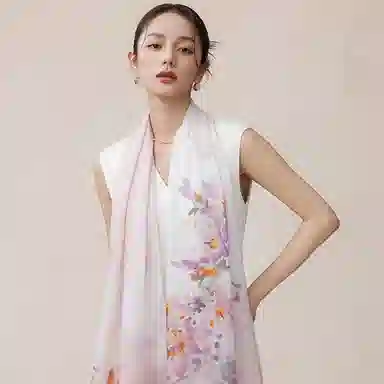 上海故事 玉兰馥绘蚕丝绫真丝印花礼盒装 披肩 女款