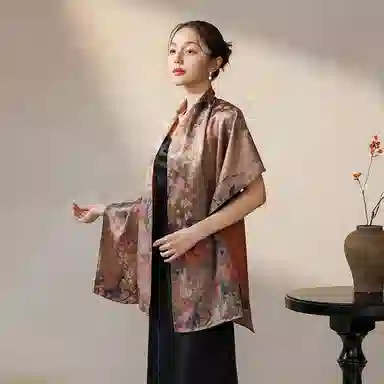 上海故事 【专柜同款】如梦令香云纱真丝长巾礼盒装 披肩 女款