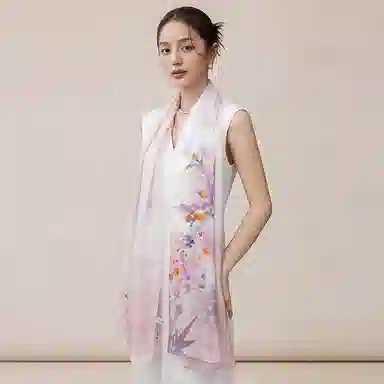 上海故事 玉兰馥绘蚕丝绫真丝印花礼盒装 披肩 女款