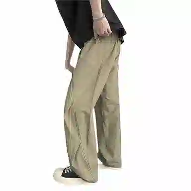 颂希尔 美式微褶直筒宽松运动休闲裤 男女同款