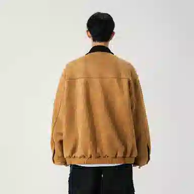 颂希尔 刺绣鹿皮绒美式复古翻领工装款日系潮牌夹克外套 男女同款