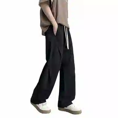 颂希尔 美式微褶直筒宽松运动休闲裤 男女同款