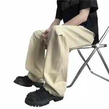 颂希尔 美式微褶直筒宽松运动休闲裤 男女同款