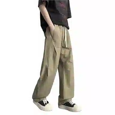 颂希尔 美式微褶直筒宽松运动休闲裤 男女同款