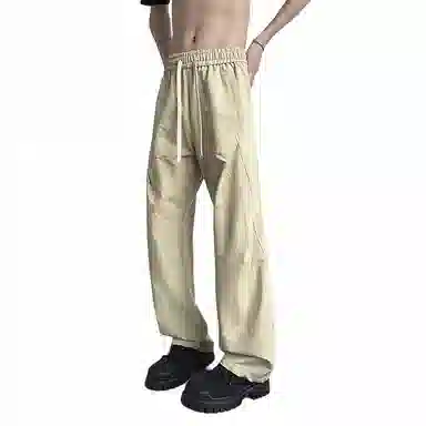 颂希尔 美式微褶直筒宽松运动休闲裤 男女同款