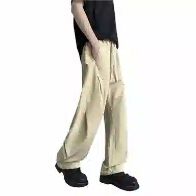 颂希尔 美式微褶直筒宽松运动休闲裤 男女同款