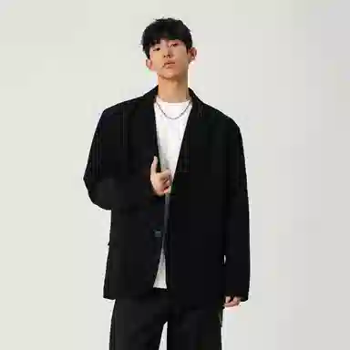 颂希尔 美式简约复古宽松高级纯色休闲长袖西装 男女同款