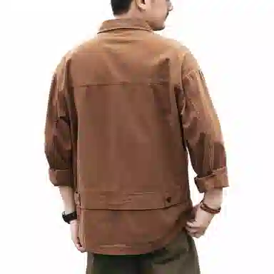 格蓝鹿 宽松纯色休闲长袖衬衫 男款 卡其