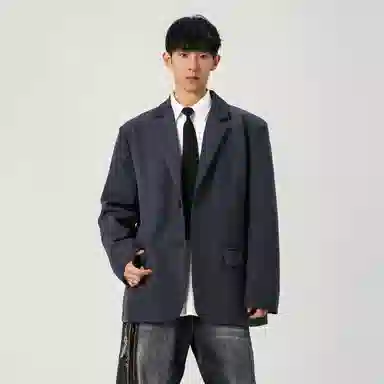 颂希尔 美式简约复古宽松高级纯色休闲长袖西装 男女同款