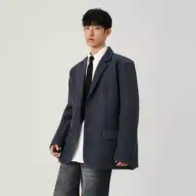 颂希尔 美式简约复古宽松高级纯色休闲长袖西装 男女同款