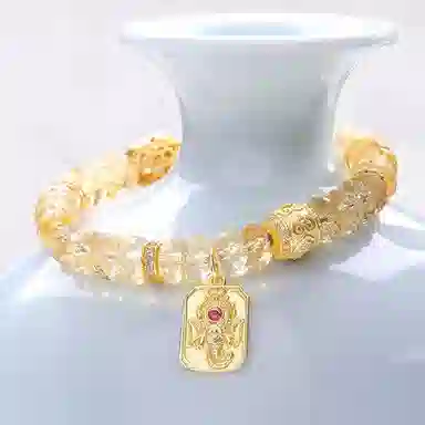 【招财小霸王】  指尖瑰宝 财源滚滚八方来财事业运爆棚买啥涨啥 本命年转运水逆退散 黄水晶 手串 男女同款情侣款