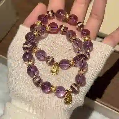 【紫气东来】 指尖瑰宝 时来运转发财暴富 能量磁场九紫离火幸运串珠#好运 紫水晶 手串 女款