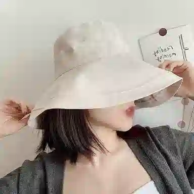 优幽兰 韩版百搭高级感大帽檐显脸小薄款遮脸防晒休闲简约纯色春夏防紫外线遮阳可折叠太阳帽 棉 渔夫帽 女款