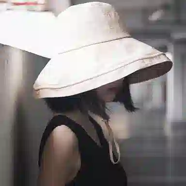 优幽兰 韩版百搭高级感大帽檐显脸小薄款遮脸防晒休闲简约纯色春夏防紫外线遮阳可折叠太阳帽 棉 渔夫帽 女款