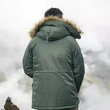 AKCLUB Vintage Quilted Hooded Coat Military Gray