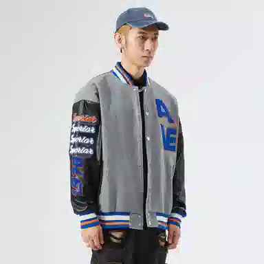RAP PANDA Embroidered Baseball Jacket Navy