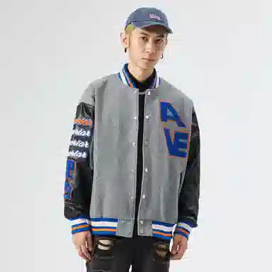 RAP PANDA Embroidered Baseball Jacket Navy