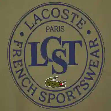 Lacoste Letter Print Crewneck Sweatshirt Khaki Green