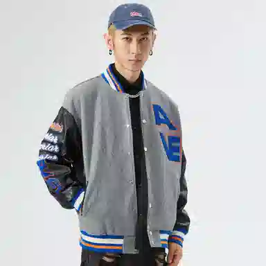 RAP PANDA Embroidered Baseball Jacket Navy