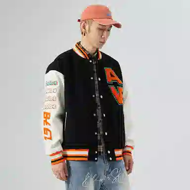 RAP PANDA Embroidered Baseball Jacket Navy