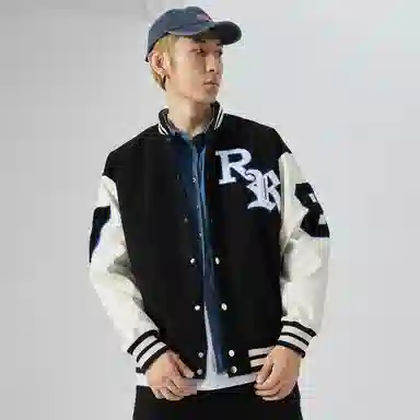 RAP PANDA Embroidered Baseball Jacket Navy