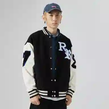 RAP PANDA Embroidered Baseball Jacket Navy