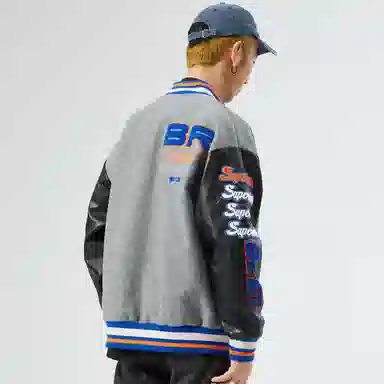 RAP PANDA Embroidered Baseball Jacket Navy