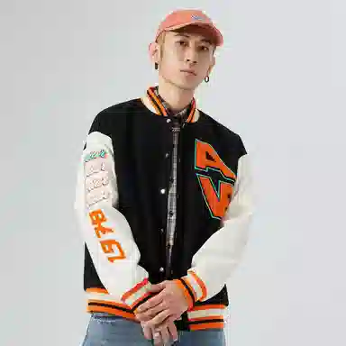 RAP PANDA Embroidered Baseball Jacket Navy