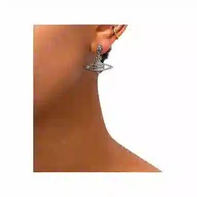 Vivienne Westwood Logo Crystal Earrings Platinum