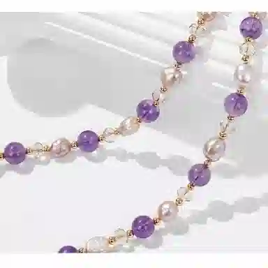 【心想事成】 指尖瑰宝 天然淡水珍珠蝴蝶首饰 助学业旺事业上岸#好运 紫水晶 项链 女款