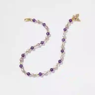 【心想事成】 指尖瑰宝 天然淡水珍珠蝴蝶首饰 助学业旺事业上岸#好运 紫水晶 项链 女款