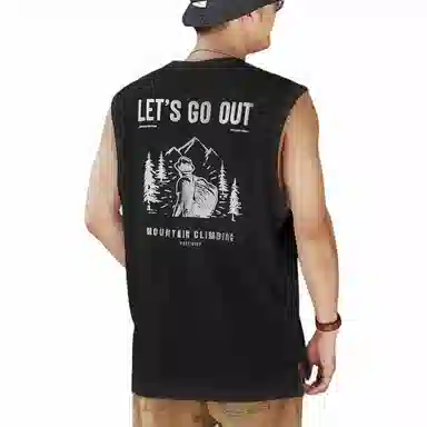 格蓝鹿 人物图案圆领宽松背心 男款