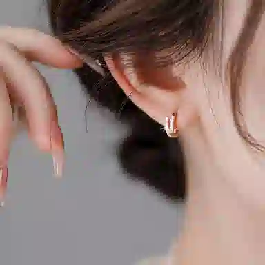 韵系 法式精致玫瑰金 铜镀金 耳环 女款