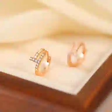 韵系 法式精致玫瑰金 铜镀金 耳环 女款