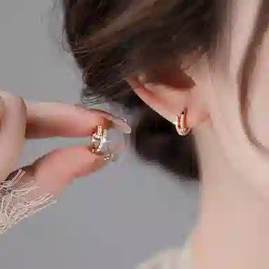 韵系 法式精致玫瑰金 铜镀金 耳环 女款