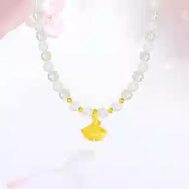 【高品质|999GOLD】净化情绪 金师傅 小杏运串珠锁骨链 招财转运新中式国潮气质优雅显白千金感 小众轻奢高级#好运 白水晶 项链 男女同款情侣款