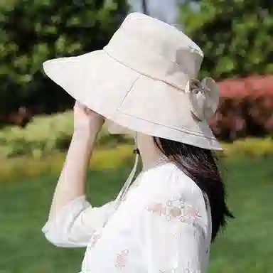 优幽兰 休闲简约纯色高级感大檐遮阳帽时尚百搭显脸小春夏防紫外线折叠户外骑车太阳帽遮脸 聚酯纤维 防晒帽 女款