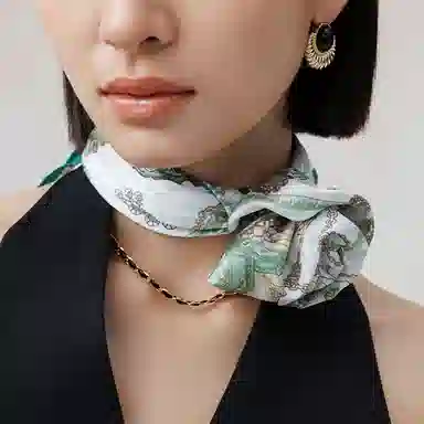 上海故事 艺术浪潮印花真丝小方巾高级感礼盒装 丝巾 女款