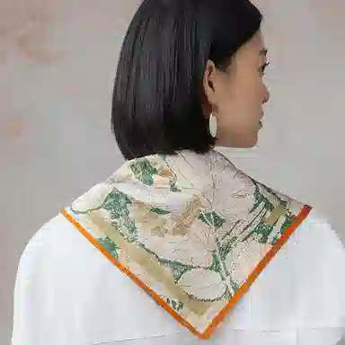 上海故事 艺术浪潮印花真丝小方巾高级感礼盒装 丝巾 女款