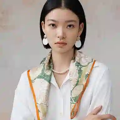 上海故事 艺术浪潮印花真丝小方巾高级感礼盒装 丝巾 女款