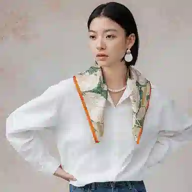 上海故事 艺术浪潮印花真丝小方巾高级感礼盒装 丝巾 女款