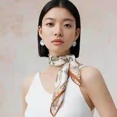 上海故事 艺术浪潮印花真丝小方巾高级感礼盒装 丝巾 女款