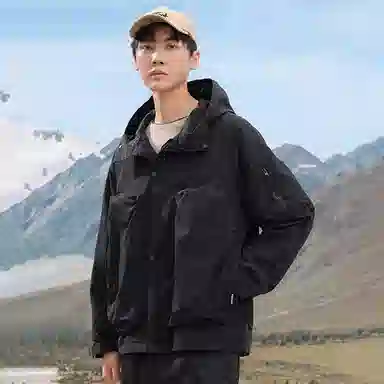 鸭鸭 山系户外工装大口袋宽松时尚百搭连帽夹克外套 男女同款