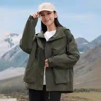 鸭鸭 山系户外工装大口袋宽松时尚百搭连帽夹克外套 男女同款